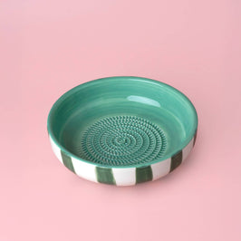 Garlic Grater Plate - Large Ceramic Green Jade