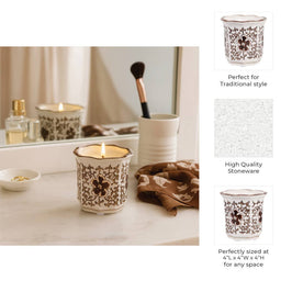 Plumeria Brown and White Ceramic Scented Candle