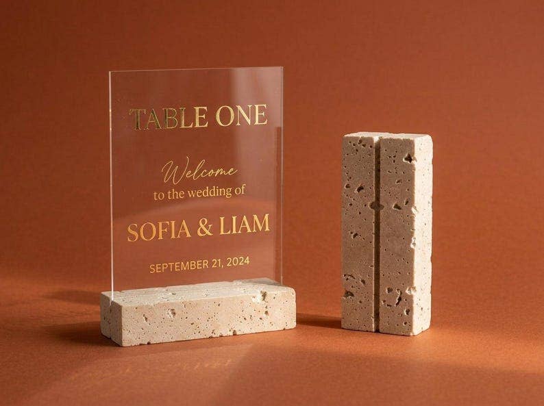Small Travertine Marble Card Holder Wedding Place Card Stand