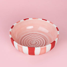 Ceramic Garlic Grater Plate - Medium Pink & Red - Sweetheart