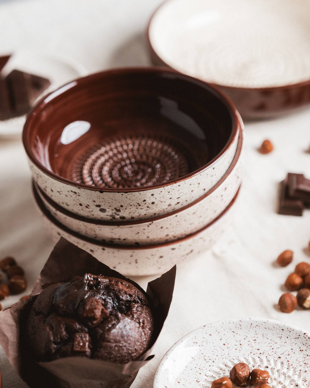 Garlic Grater Plate - Medium Ceramic - Brownie