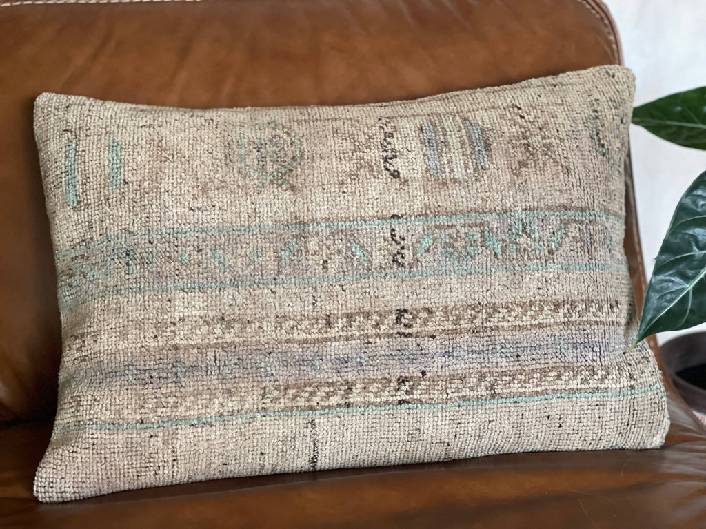 Pastel Vintage Turkish Rug Pillow | Aysu 16x24