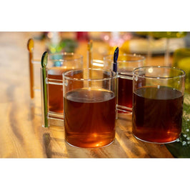 Glass Tea Cups with Multicolored Spoons