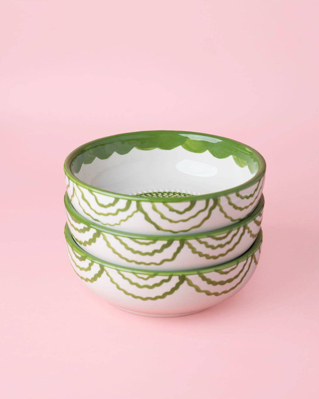 Medium Ceramic Garlic Grater Bowl - Green Roots