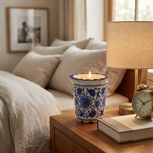 Jasmine Blue/White Ceramic Scented Candle