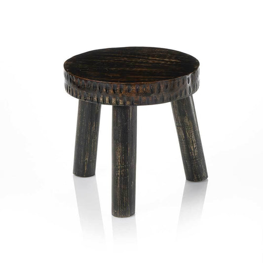 Black Hand-Carved Plant Stand