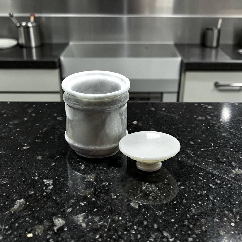 White Onyx Jar Lid w/ Flat Handle