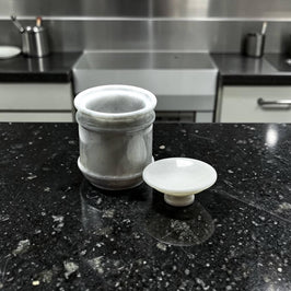 White Onyx Jar Lid w/ Flat Handle