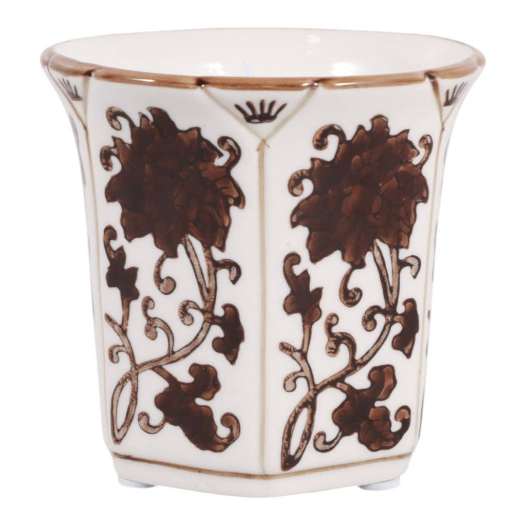 Lavender Verbena Brown Ceramic Fluted Scented Candle