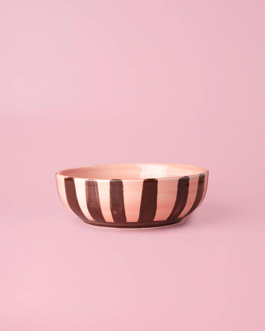 Medium Ceramic Grater Bowl - Pink & Chocolate