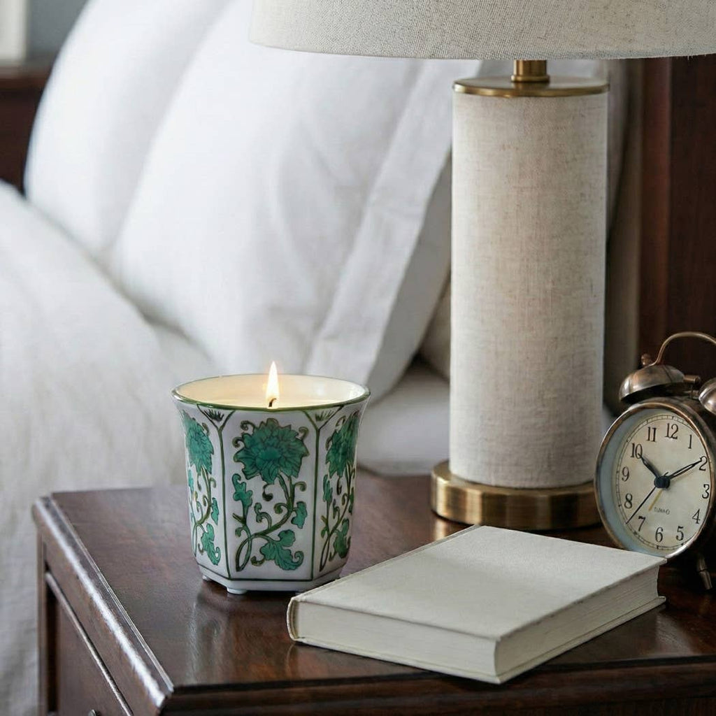 Lavender Verbena Green Ceramic Scented Candle