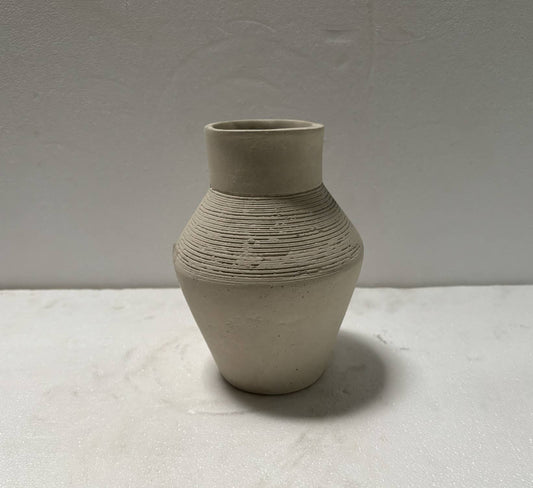 Paper Mache Vase Eco Mix White H 8.7" & Dia 6.1"