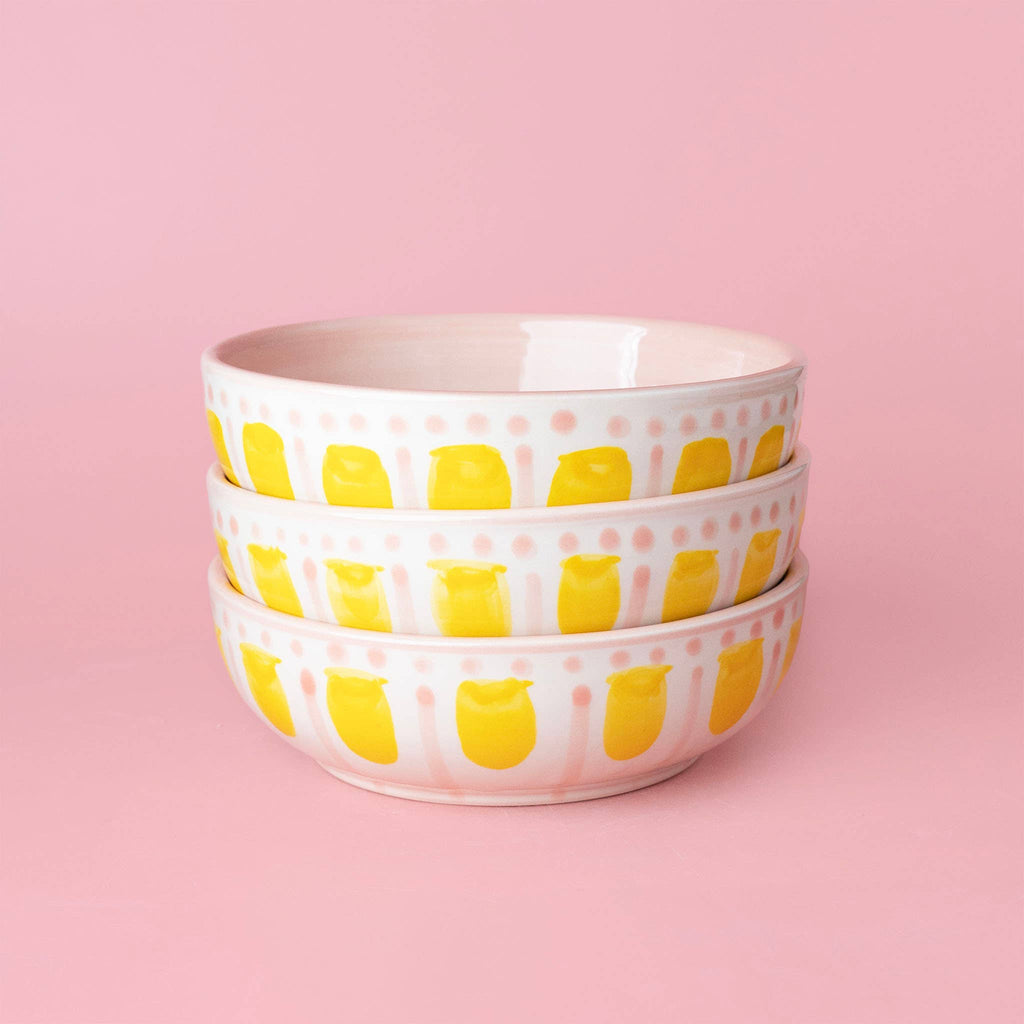 Medium Ceramic Garlic Grater Bowl - Yellow Valentina