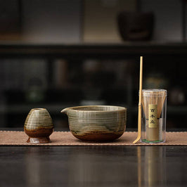Ceramic Matcha Set - Green Brown