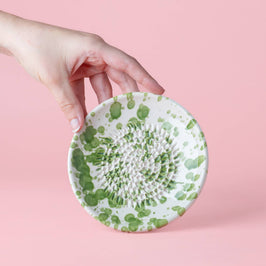 Ceramic Garlic Grater Plate - Small Green & White - Moss - artisan-crafted design