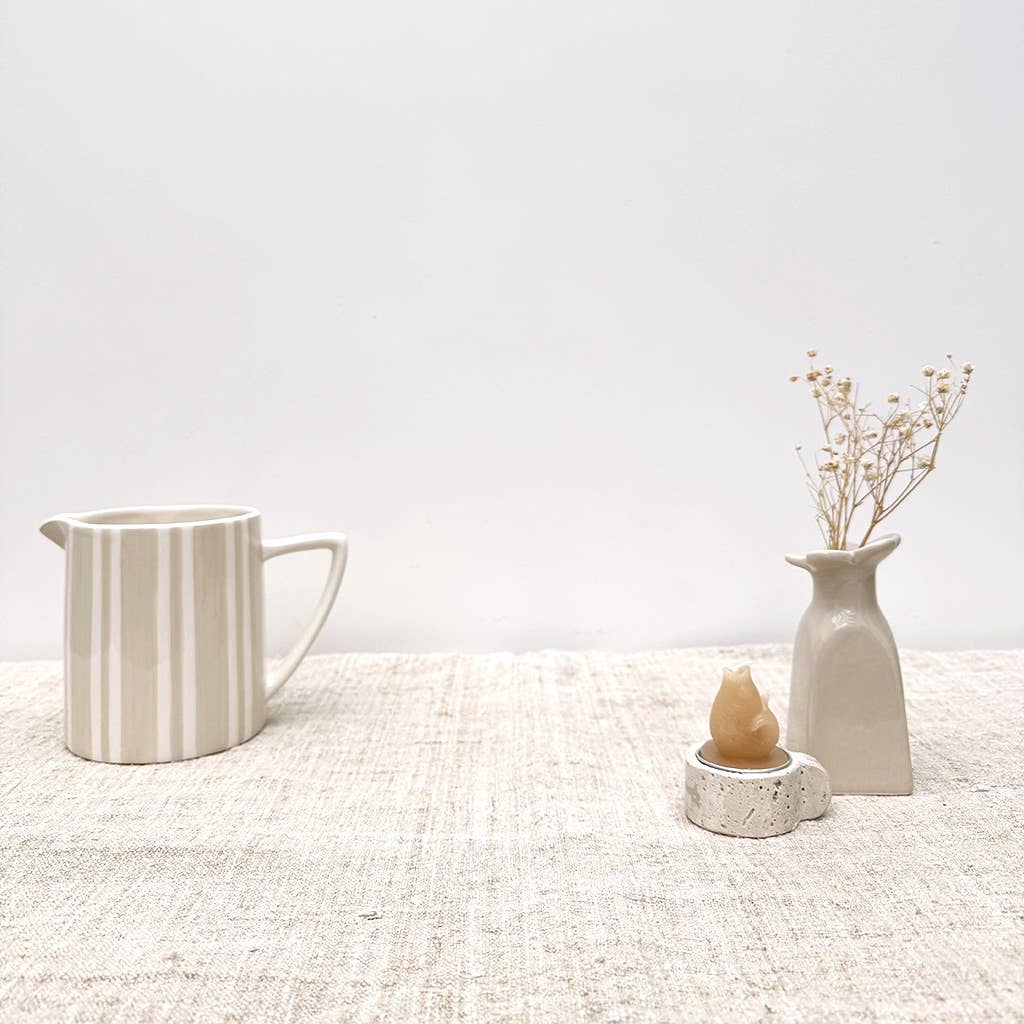 Sand striped pitcher L16 W10.5 H12cm