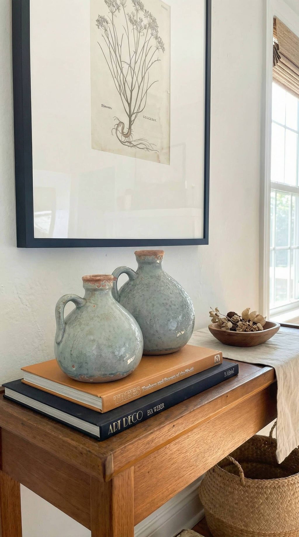 Ceramic Jug Vase, Vintage Style, Blue Grey - Delphi
