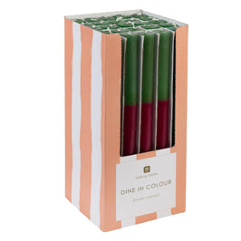 Green & Burgundy Straight Dinner Candle