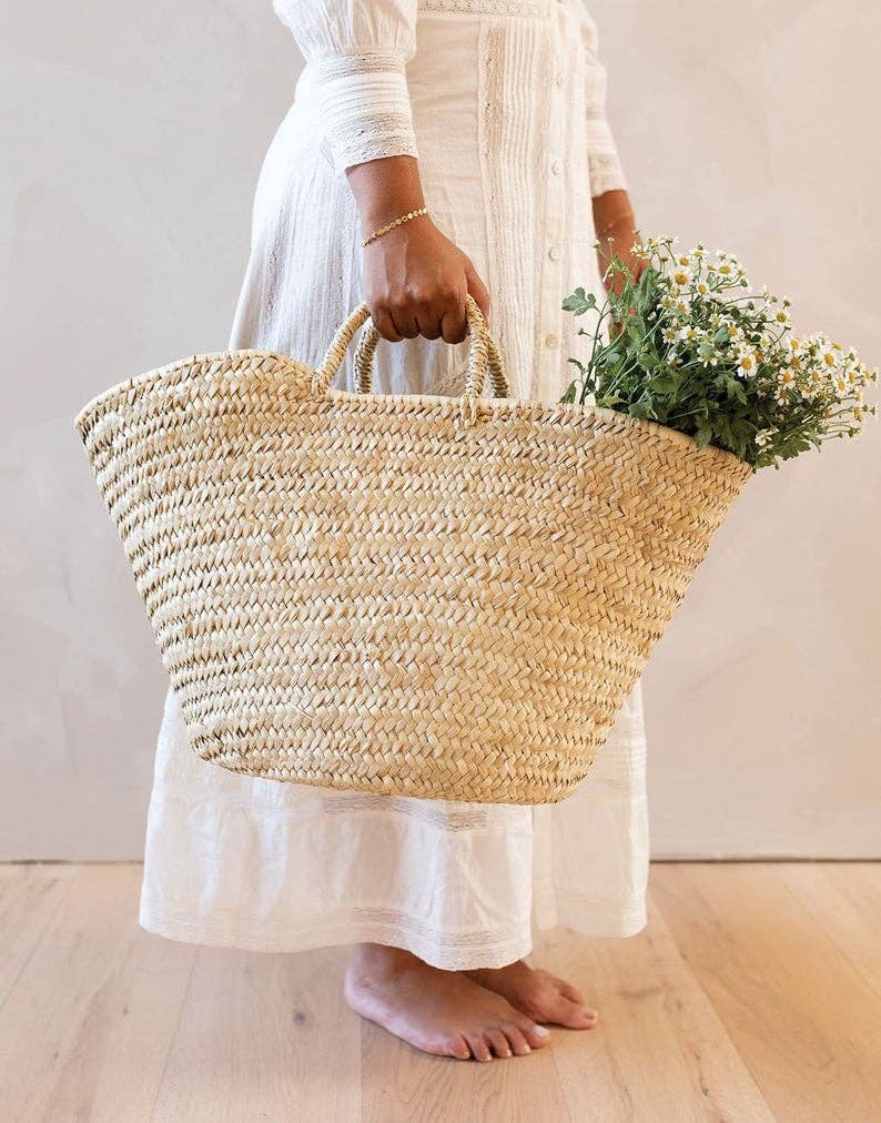 Moroccan Farmers Shopping Basket - Straw