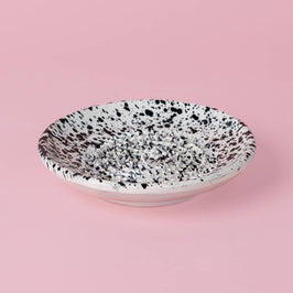 Small Ceramic Garlic Grater Plate - Black & White - Galaxy - Side view