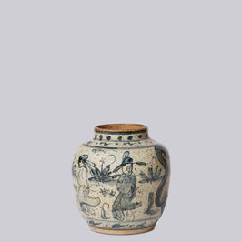Rustic Porcelain Scholars Small Round Vase
