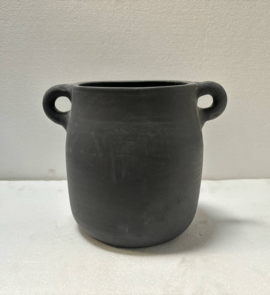 Terracotta Vase Natural Black H 8.1" & Dia 6.7"