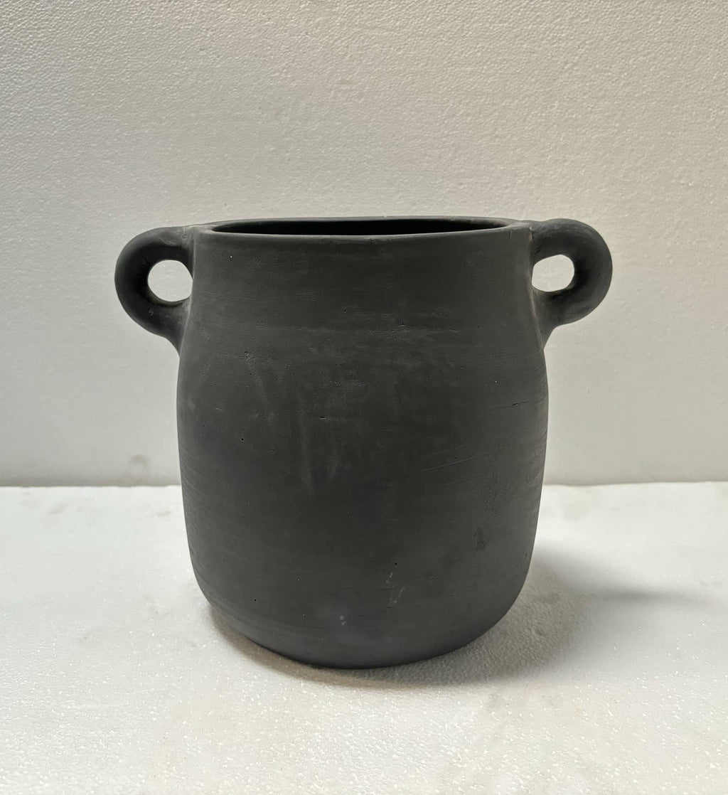 Terracotta Vase Natural Black H 8.1" & Dia 6.7"