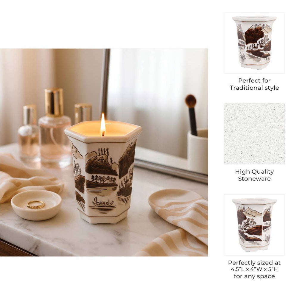 Sage & Eucalyptus Brown Ceramic Scented Candle