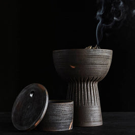 Bowl Fire L - Brown / Black Terracotta - Indonesia - Marigold Market