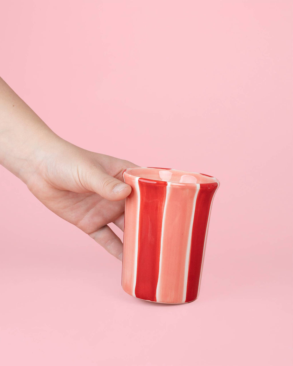 Artisanal Ceramic Mug Sweetheart Stripes Pottery Cup 250ml