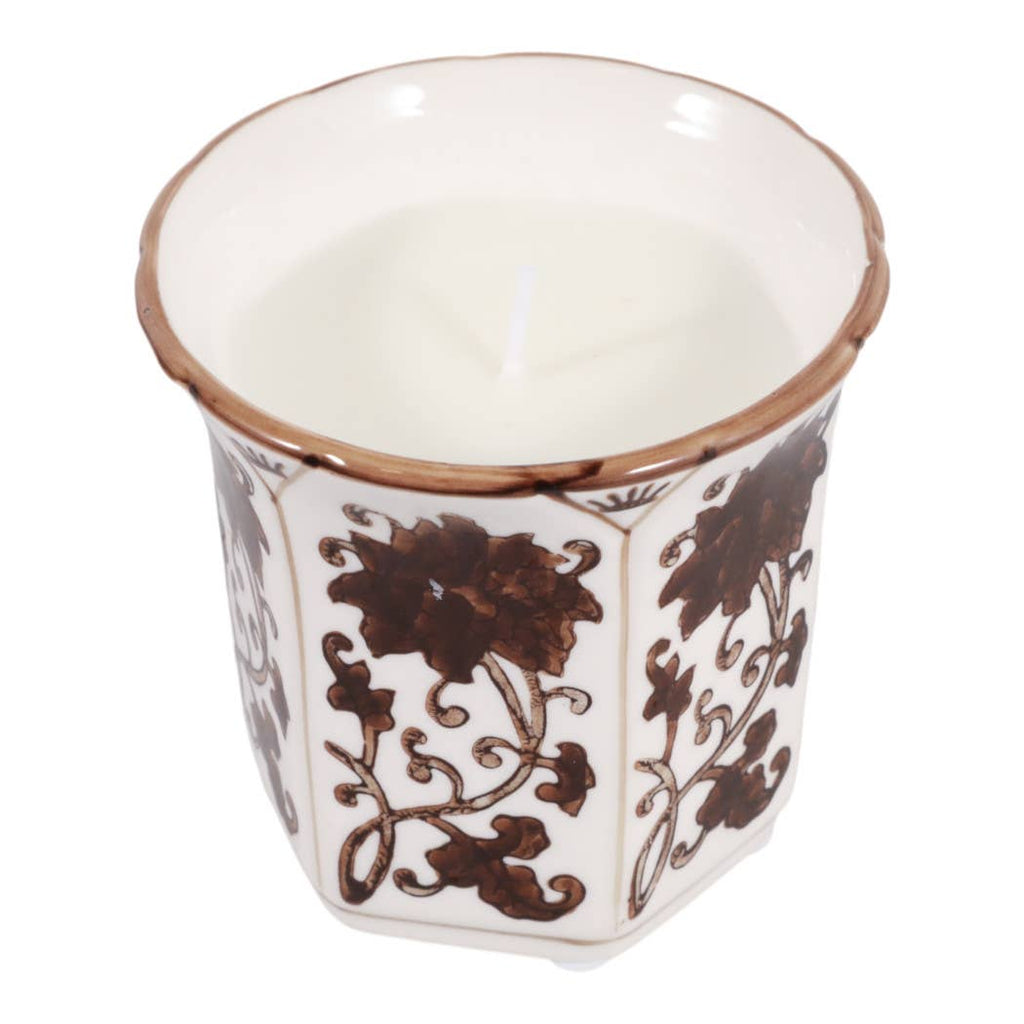 Lavender Verbena Brown Ceramic Fluted Scented Candle