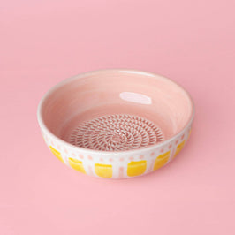 Medium Ceramic Garlic Grater Bowl - Yellow Valentina