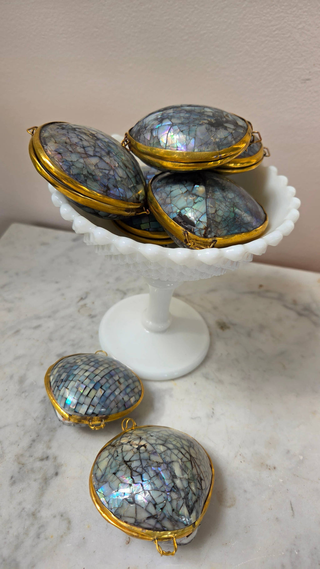 Polished Blue Crackle Shell Trinket Box