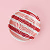 Small Ceramic Garlic Grater Plate - Striped Red, Pink and White - Sweetheart
