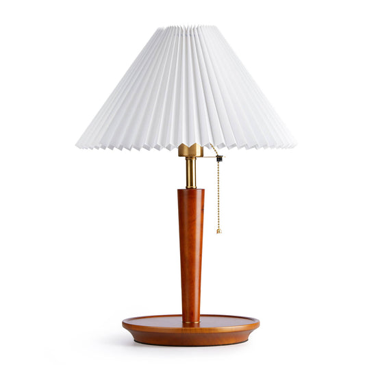 Elegant Wood and Metal Table Lamp with Fabric Shade