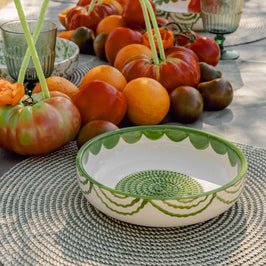 Medium Ceramic Garlic Grater Bowl - Green Roots