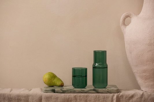 Tinted Glass Carafe - Forest - Decorated in a home interior