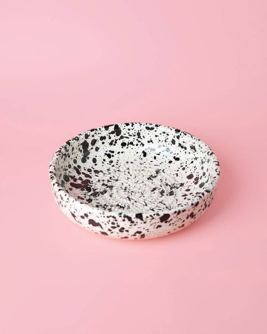 Garlic Grater Plate - Large Ceramic Black & White - Galaxia - Side view