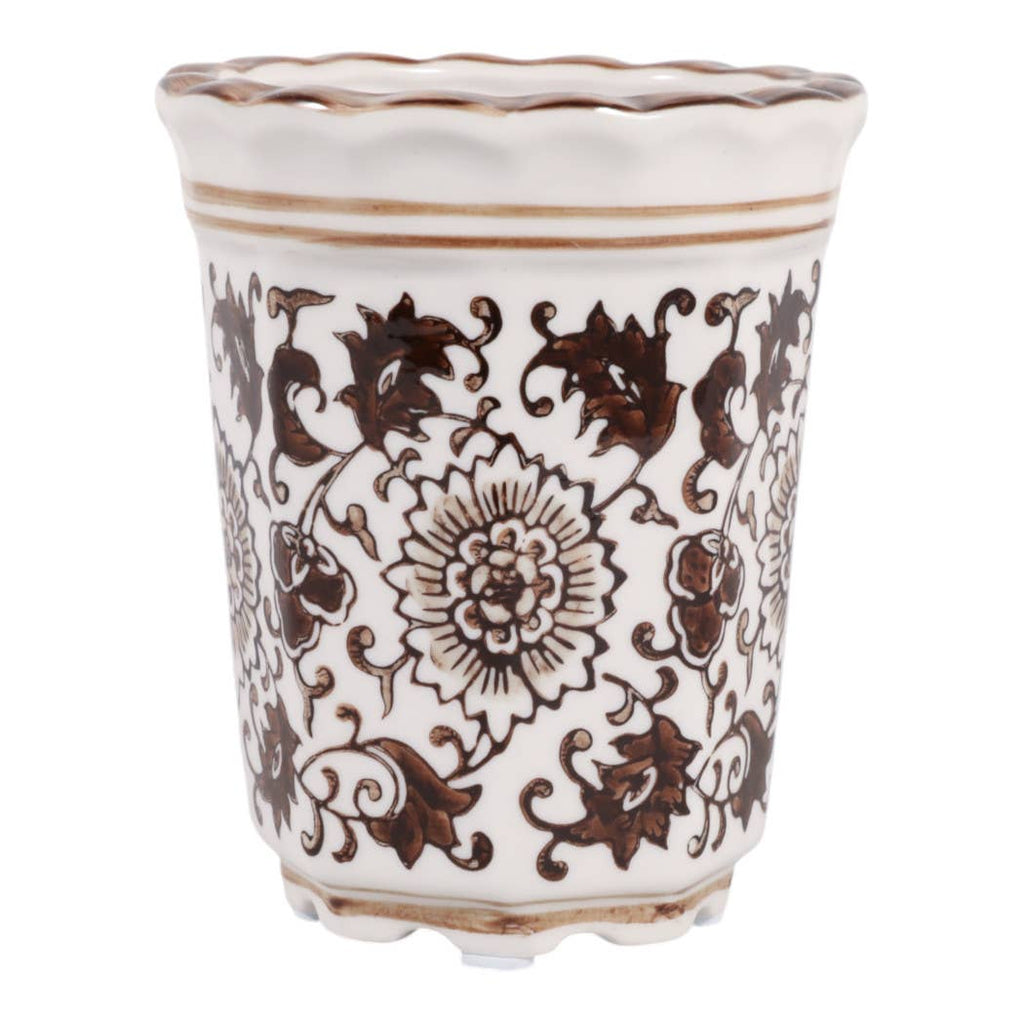 Jasmine Brown and White Ceramic Scented Candle