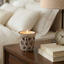 Jasmine Brown and White Ceramic Scented Candle