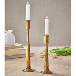 Antique Brass Tulip Taper Candle Holder - Large