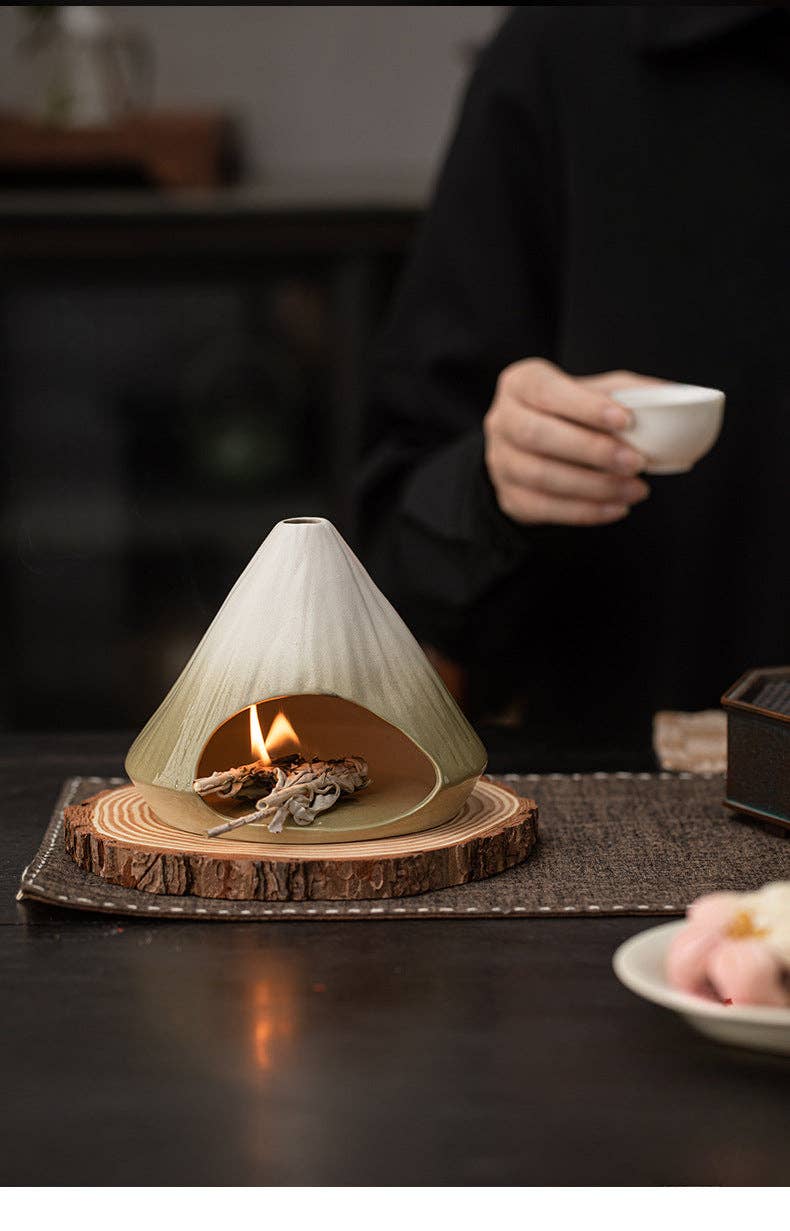 Mount Fuji Ceramic Incense Fireplace