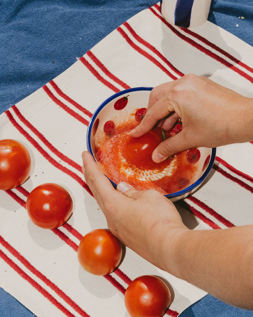 Medium Ceramic Grater Plate - Red & Blue