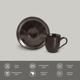 Organic Espresso coffee cup and Saucer 4.06 Oz Metallica