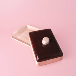Artisanal Ceramic Butter Dish - Pink & Brown