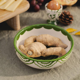 Medium Ceramic Garlic Grater Bowl - Green Roots