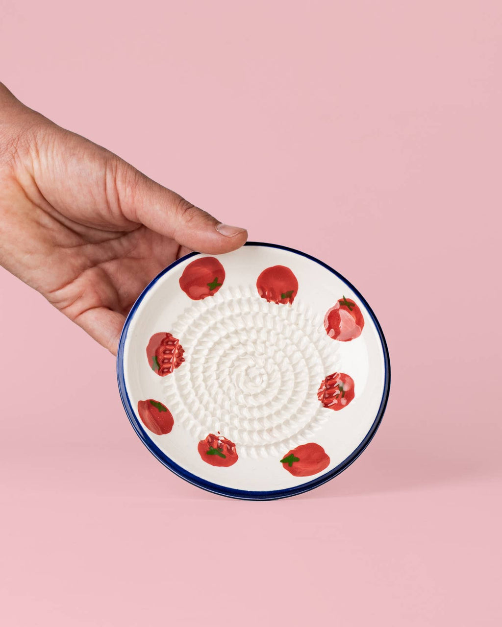 Ceramic Garlic Grater Plate - Small Blue & White - Pomodoro