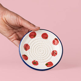 Ceramic Garlic Grater Plate - Small Blue & White - Pomodoro