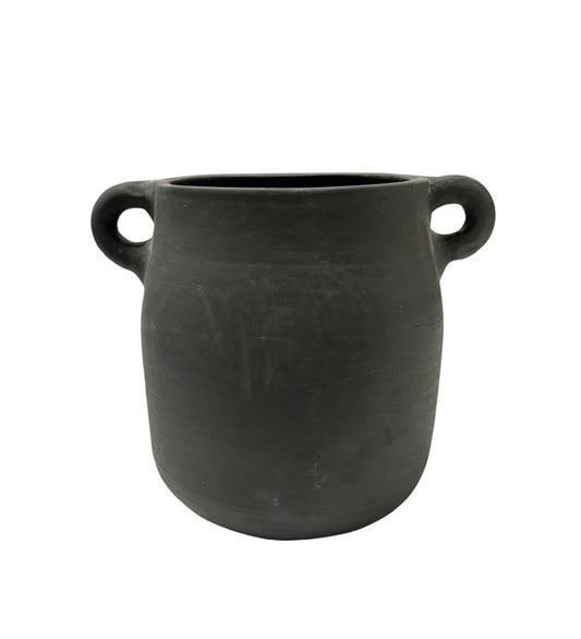 Terracotta Vase Natural Black H 8.1" & Dia 6.7"