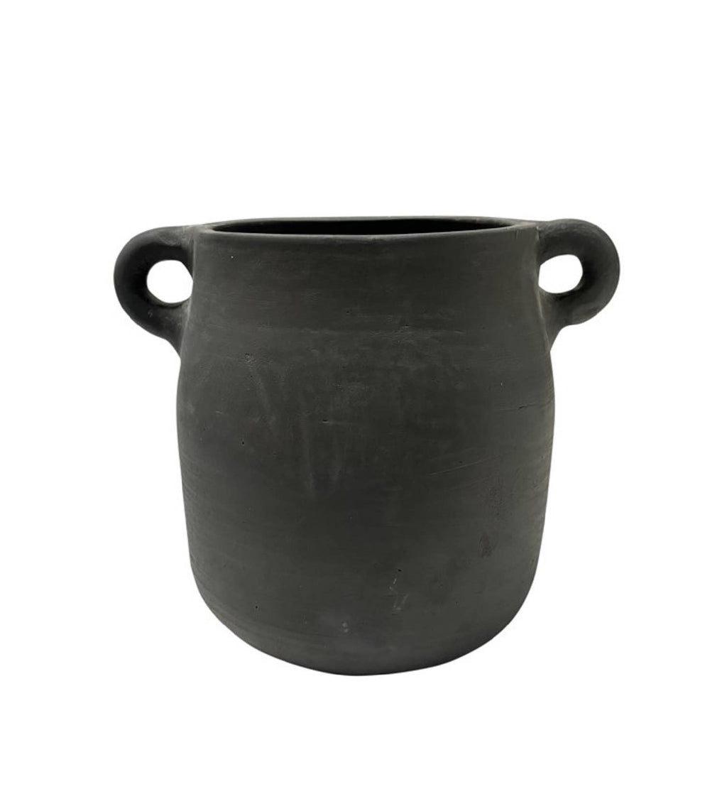 Terracotta Vase Natural Black H 8.1" & Dia 6.7"